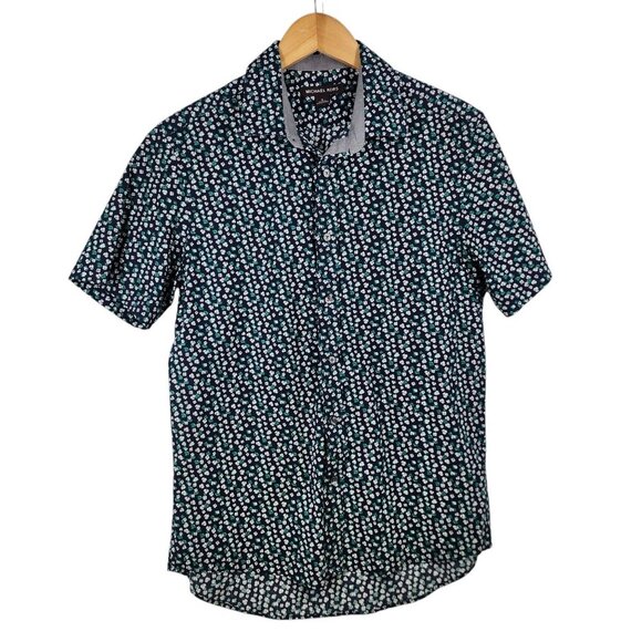 Michael Kors Mens Short Sleeve Floral Button-Up‎ Shirt Medium Cotton Elastane - Picture 7 of 7